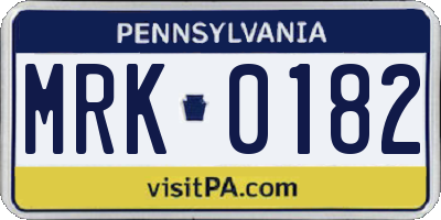 PA license plate MRK0182