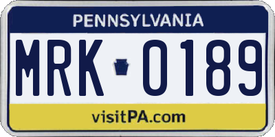 PA license plate MRK0189