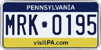 PA license plate MRK0195