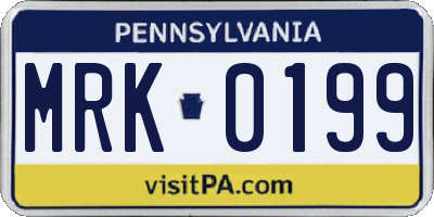 PA license plate MRK0199