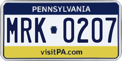 PA license plate MRK0207