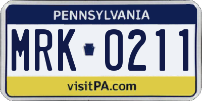 PA license plate MRK0211
