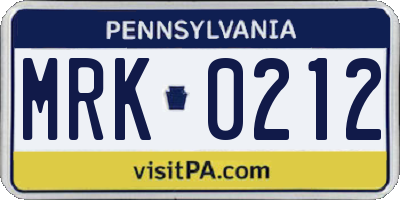 PA license plate MRK0212