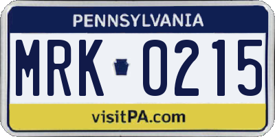 PA license plate MRK0215