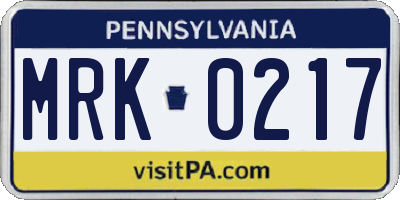 PA license plate MRK0217