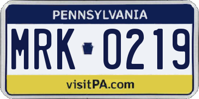 PA license plate MRK0219