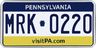 PA license plate MRK0220