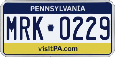PA license plate MRK0229