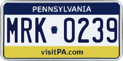 PA license plate MRK0239