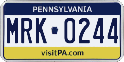 PA license plate MRK0244