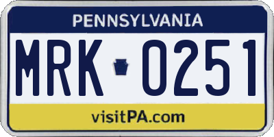 PA license plate MRK0251