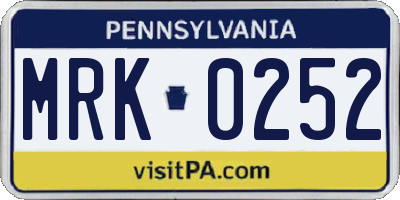 PA license plate MRK0252