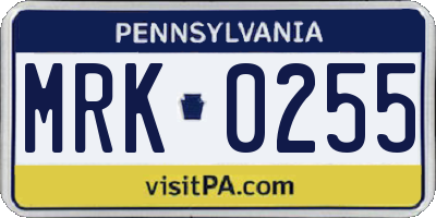 PA license plate MRK0255