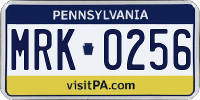 PA license plate MRK0256