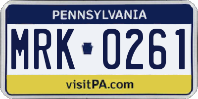 PA license plate MRK0261