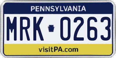 PA license plate MRK0263