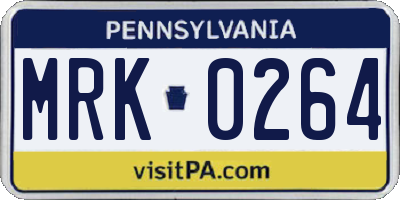 PA license plate MRK0264