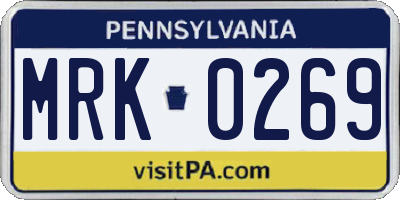PA license plate MRK0269