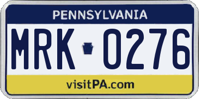 PA license plate MRK0276