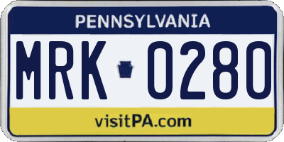 PA license plate MRK0280