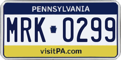 PA license plate MRK0299