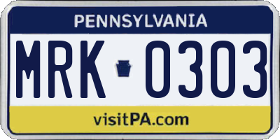 PA license plate MRK0303