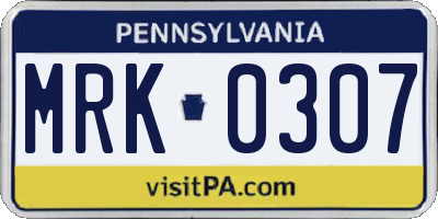 PA license plate MRK0307