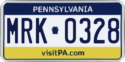 PA license plate MRK0328