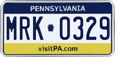 PA license plate MRK0329