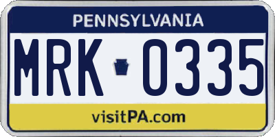 PA license plate MRK0335