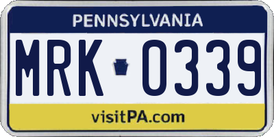 PA license plate MRK0339
