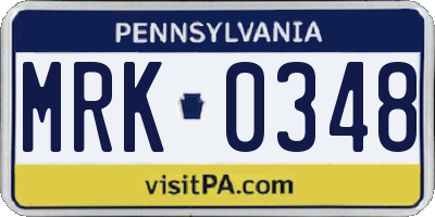 PA license plate MRK0348