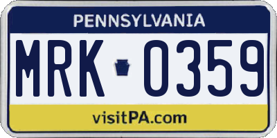 PA license plate MRK0359