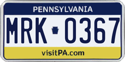 PA license plate MRK0367