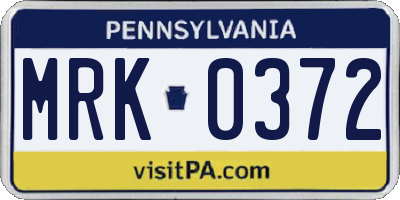 PA license plate MRK0372