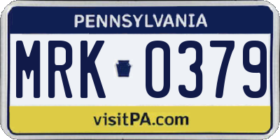 PA license plate MRK0379