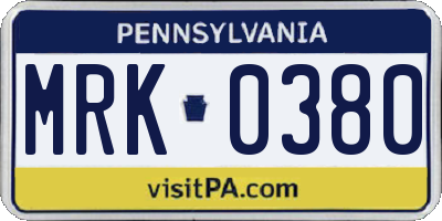 PA license plate MRK0380