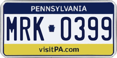 PA license plate MRK0399