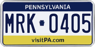 PA license plate MRK0405