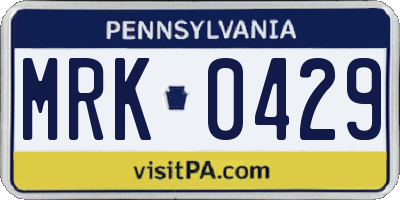 PA license plate MRK0429