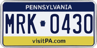 PA license plate MRK0430