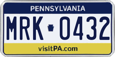 PA license plate MRK0432