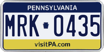PA license plate MRK0435
