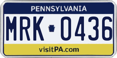 PA license plate MRK0436