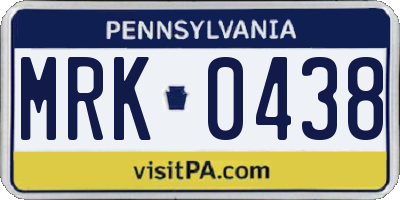 PA license plate MRK0438