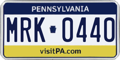 PA license plate MRK0440