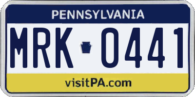 PA license plate MRK0441