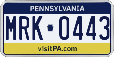PA license plate MRK0443