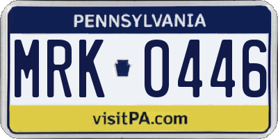 PA license plate MRK0446
