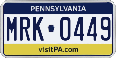 PA license plate MRK0449